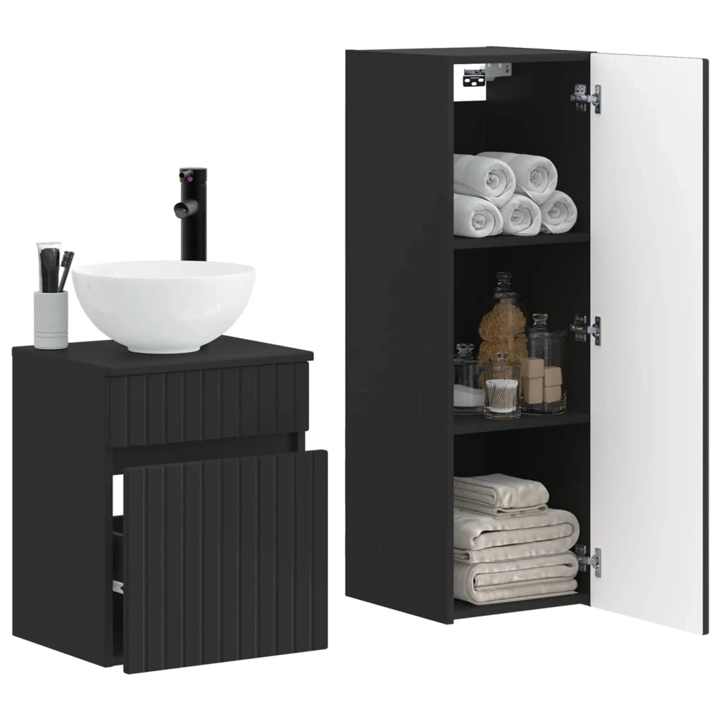 Set di mobili per il bagno 2 pz Nero 33 x 34,5 x 100 cm 3406134