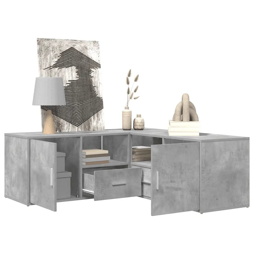 Mobile Angolare Grigio Cemento 200x40x45 cm in Truciolato