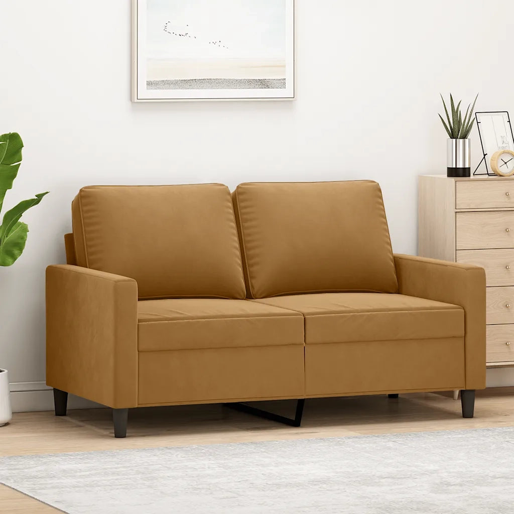 Divano | Divano da soggiorno | Sofa a 2 Posti marrone 120 cm in Velluto