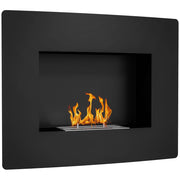 Camino a Bioetanolo da Parete con Serbatoio 0,9L ¨C zephmum ¨C Nero 66x16x52 cm
