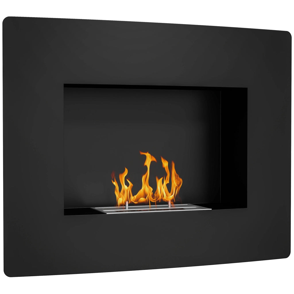 Camino a Bioetanolo da Parete con Serbatoio 0,9L ¨C zephmum ¨C Nero 66x16x52 cm