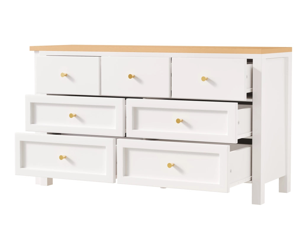 Scrivania girevole 2 in 1 con 7 cassetti, effetto quercia bianco/naturale, 120 x 40 x 70 cm