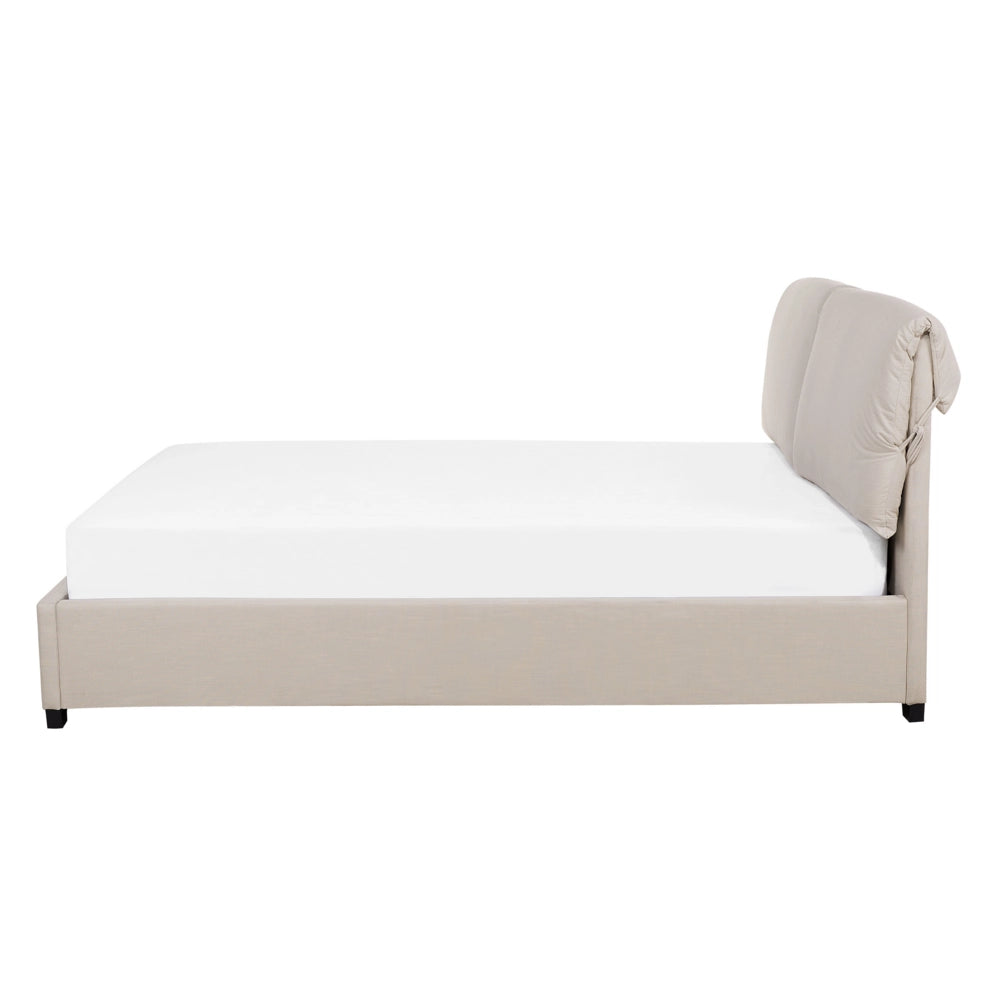 Letto ad acqua imbottito color crema con doghe in legno 140 x 200 cm stile classico elegante