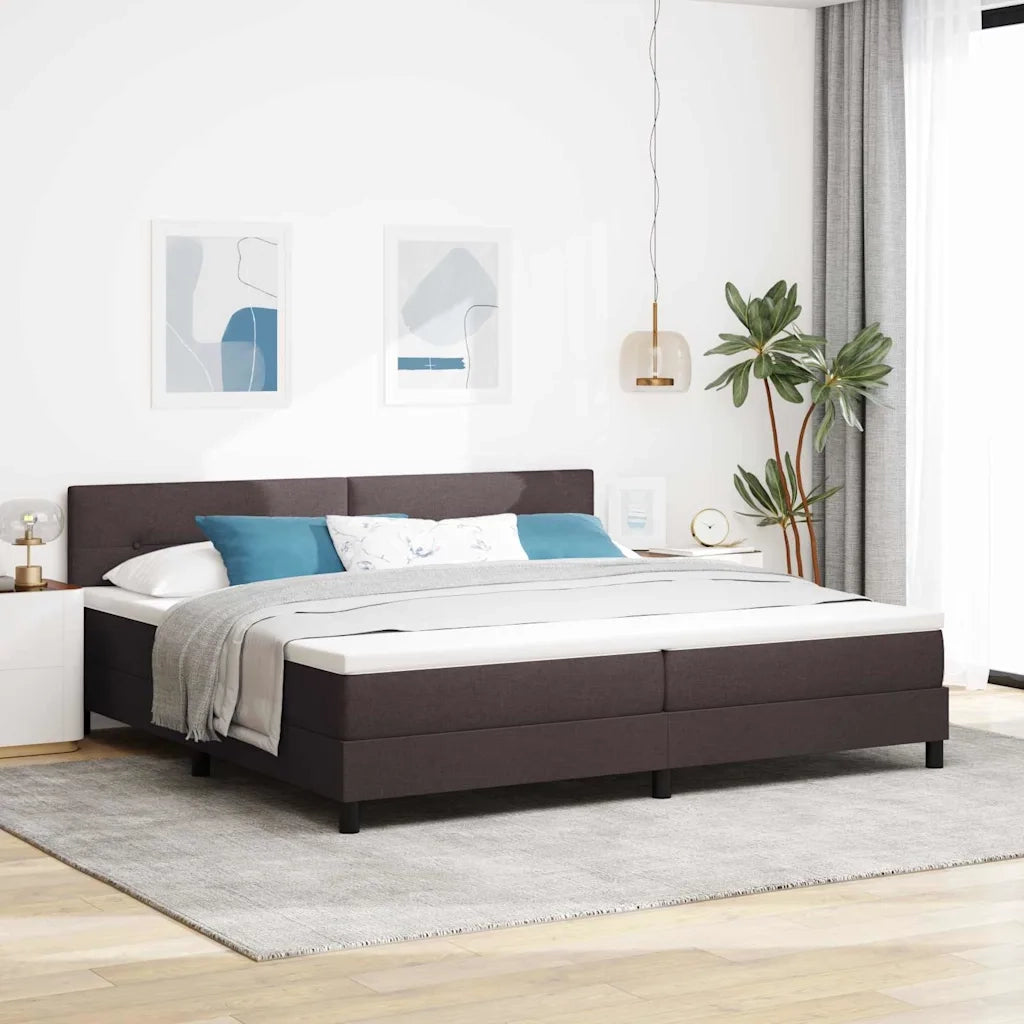 Letto a molle con testiera Marrone Scuro 200 x 200 cm Tessuto 3342236