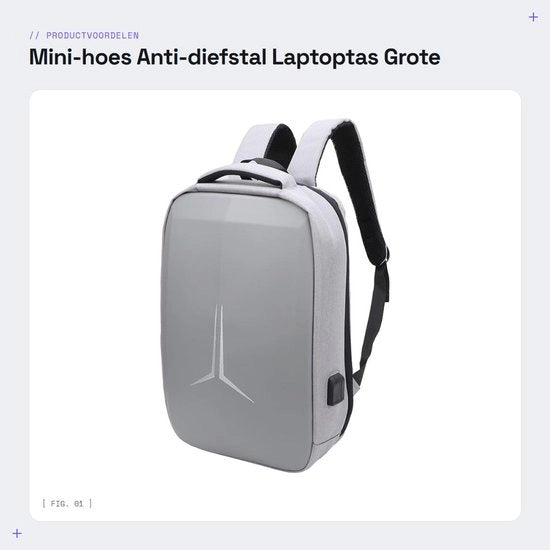 Mini-hoes per laptop - Grande capacità - 47 x 32 x 8 cm - Porta USB per ricarica - Ideale per l'uso in viaggio - Adatto per tablet e schermo portatile