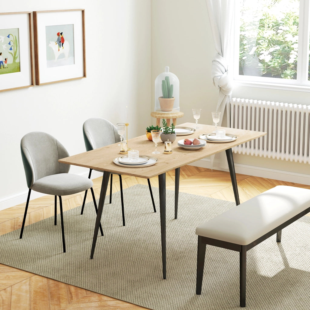 Tavolo da pranzo - estraibile 120/160x75 cm - gambe in acciaio - per 6-8 persone - colore naturale