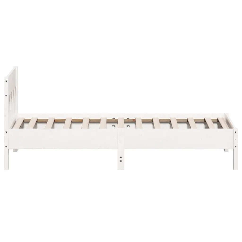 Letto senza Materasso-Struttura Letto Bianco 75x190 in Legno Massello di Pino 144580