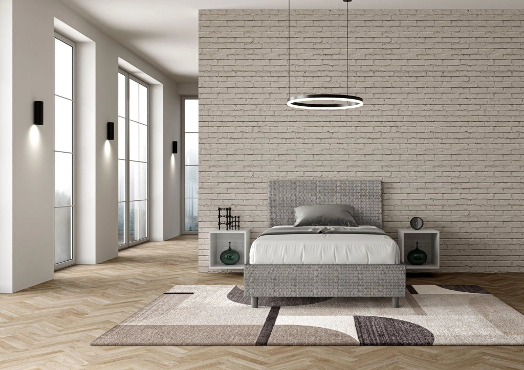 Letto 1 Piazza e Mezzo 120x210 cm con Rete e Contenitore Adele Labirinto 02 Grigio