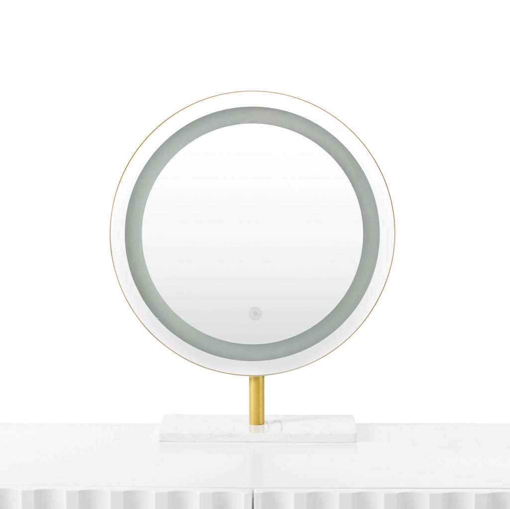 Toeletta 100x40x127 cm con specchio LED a tre colori; 5 cassetti; MDF e truciolare; bianco