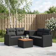 Set di divani 6 pz Nero Rattan sintetico e Acciaio 3447394