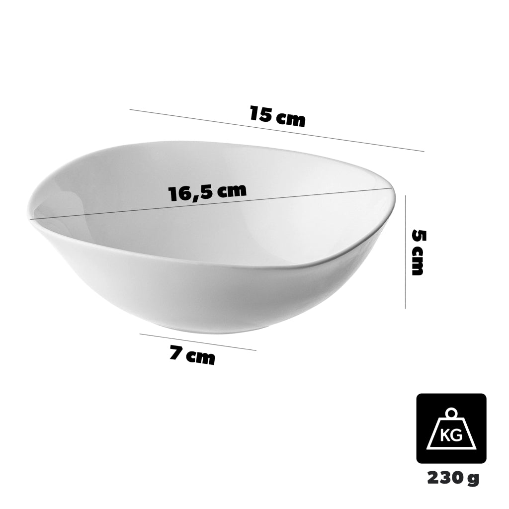 Ciotola in vetro KADAX per insalata, snack, insalata, 16 cm, ciotola per zuppa, bianca