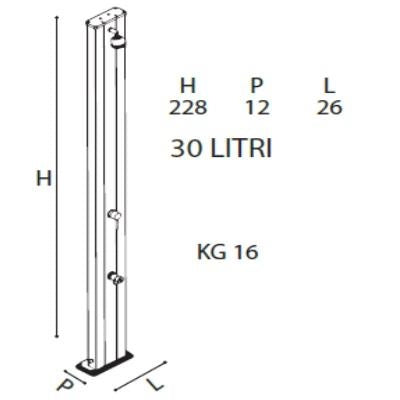Doccia Solare In Alluminio Spring 30 Litri Con Lavapiedi  Colore Antracite Cv-A220/7016
