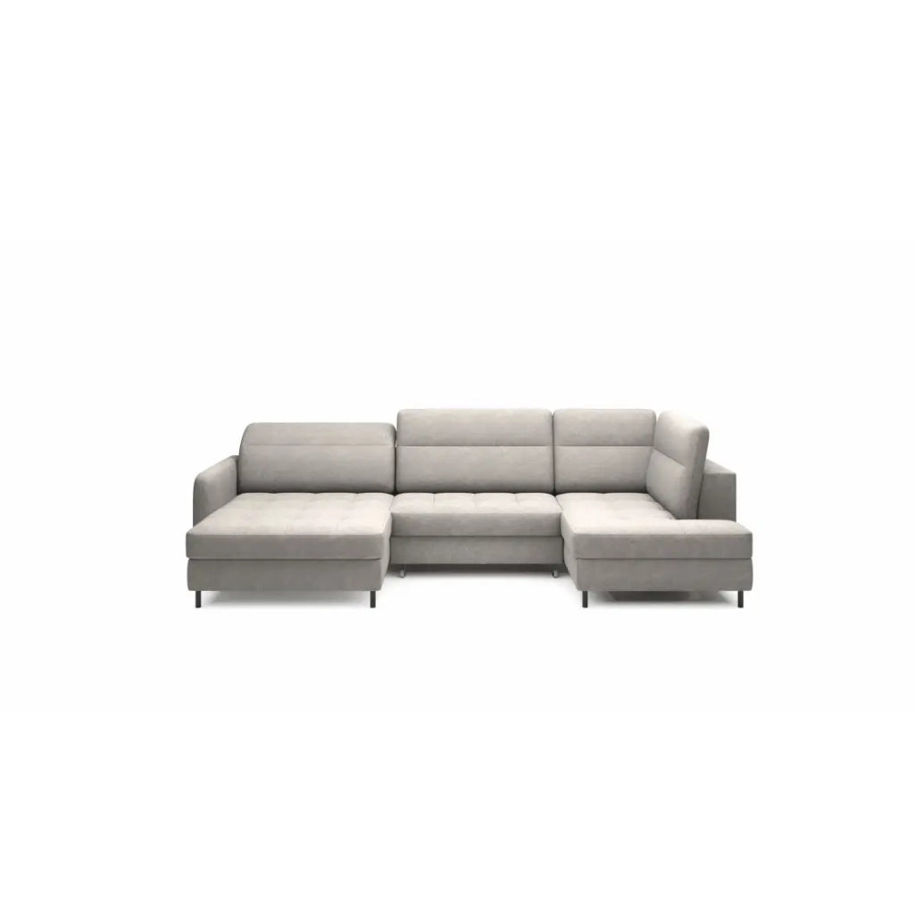 Divano ad angolo trasformabile BERTHO 306 cm grigio chiaro - Angolo sinistro con vano contenitore