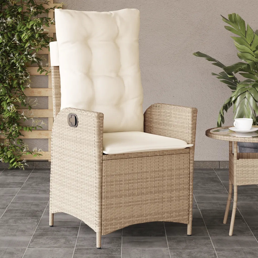 Sedie Reclinabili da Giardino 2 pz | Sedie da Esterno con Cuscini Beige Polyrattan
