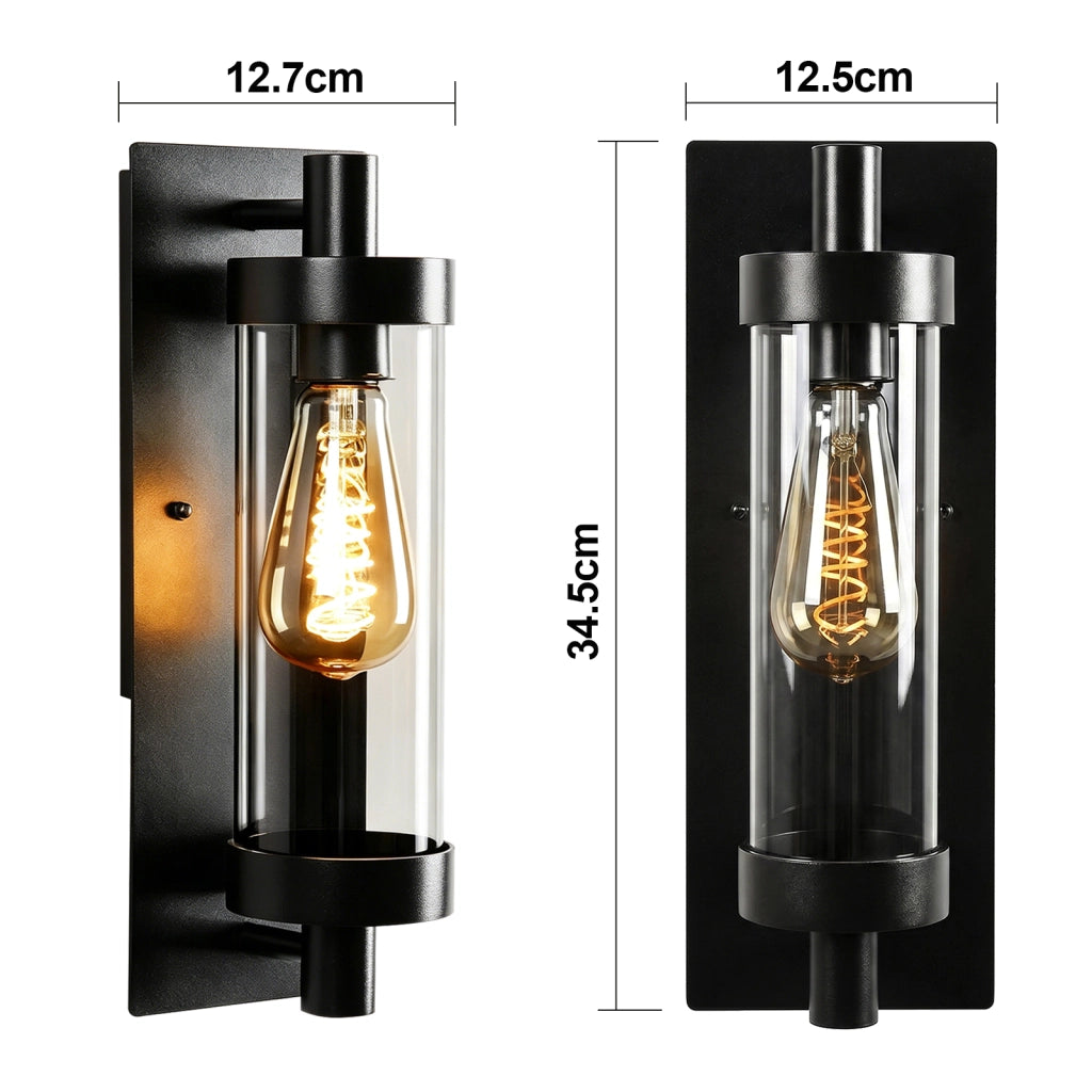 ZMH Lampada da Esterno Interno E27 Max 40W Nero per Terrazza Balcone/Parete Giardino Senza Lampadina
