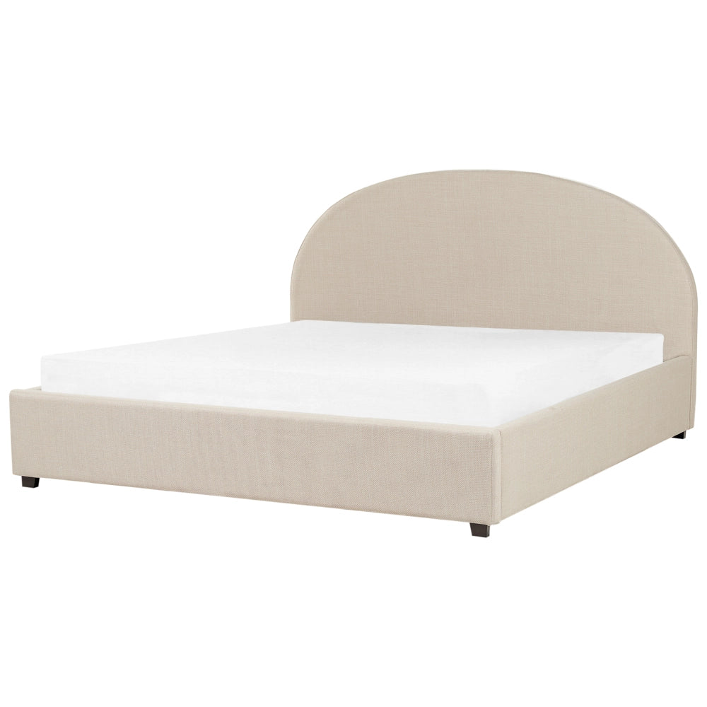 Letto matrimoniale contenitore minimalista beige 180 x 200 cm stile retrò minimalista