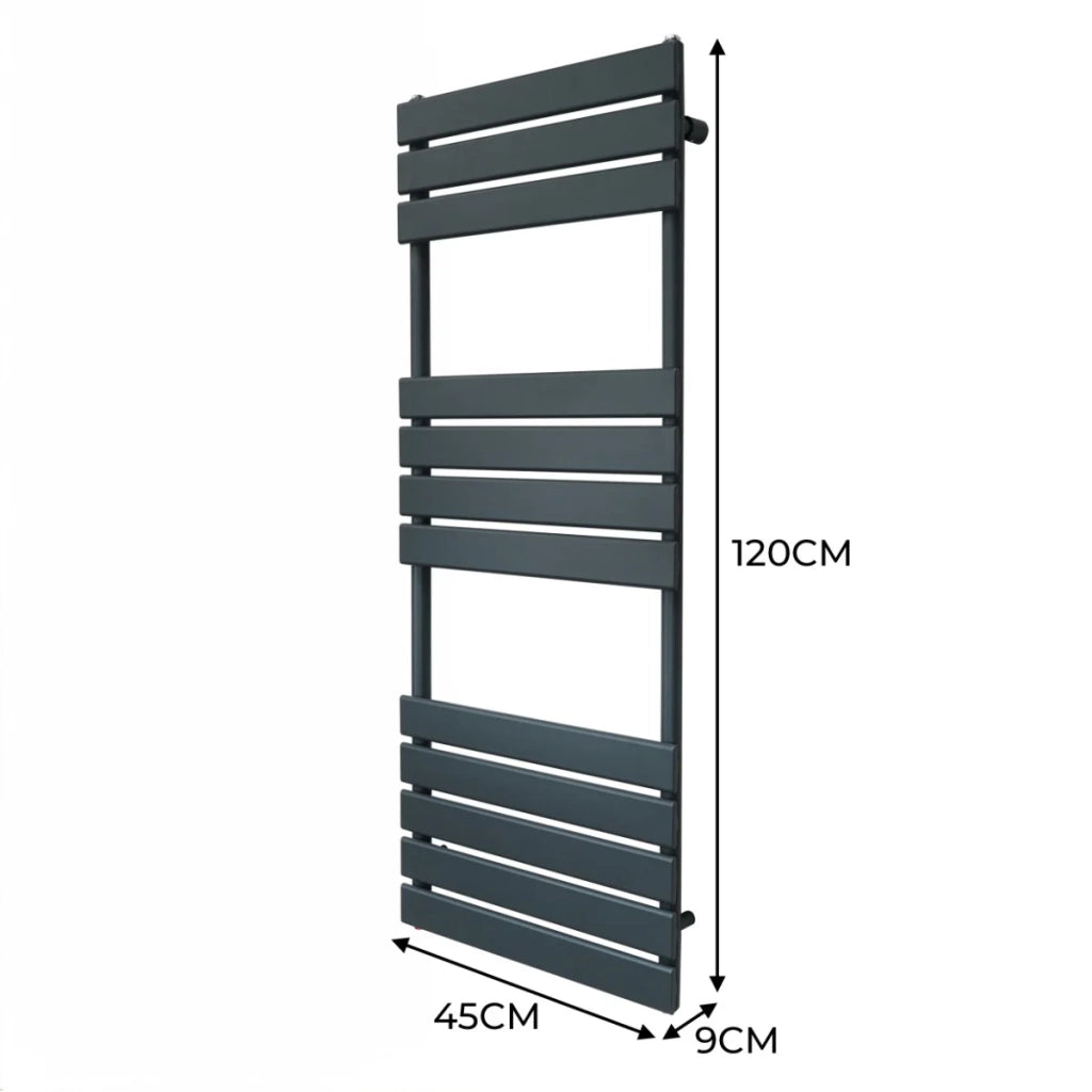 Radiatore per asciugamani design a pannello piatto 1200 x 450 mm per bagno ad incasso  Grigio Antracite
