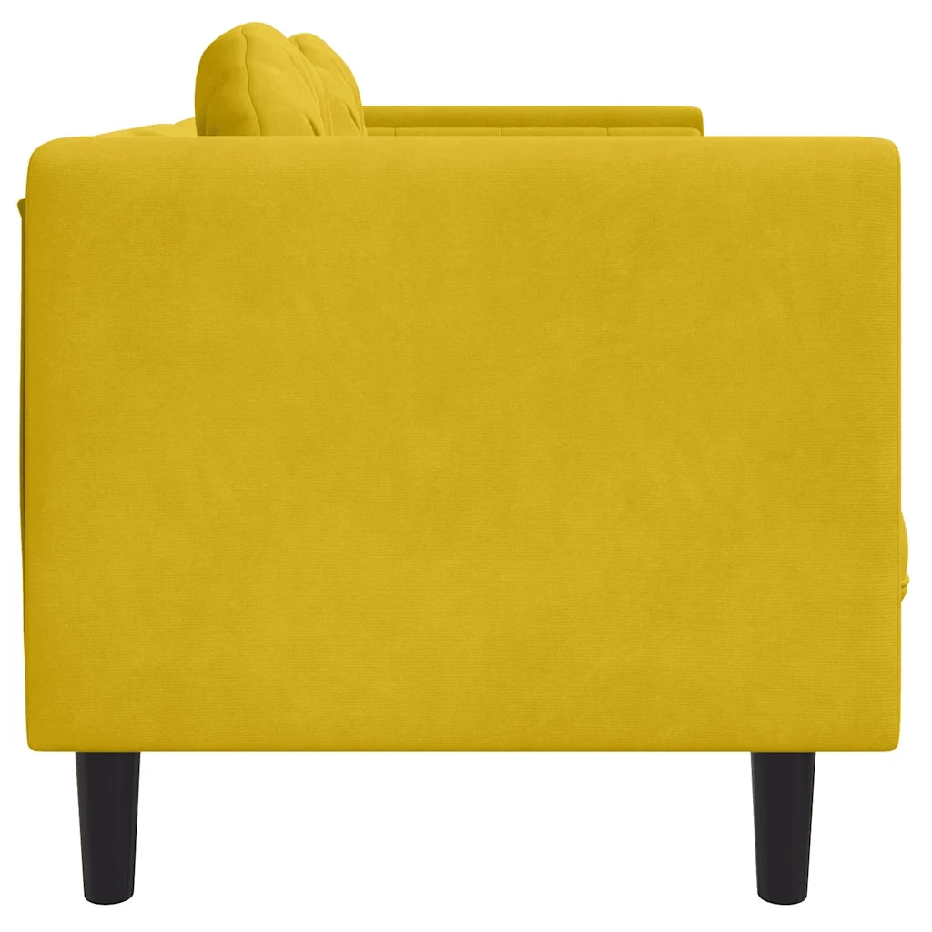 Divano | Divano da soggiorno | Sofa a 3 Posti con Cuscini Giallo in Velluto