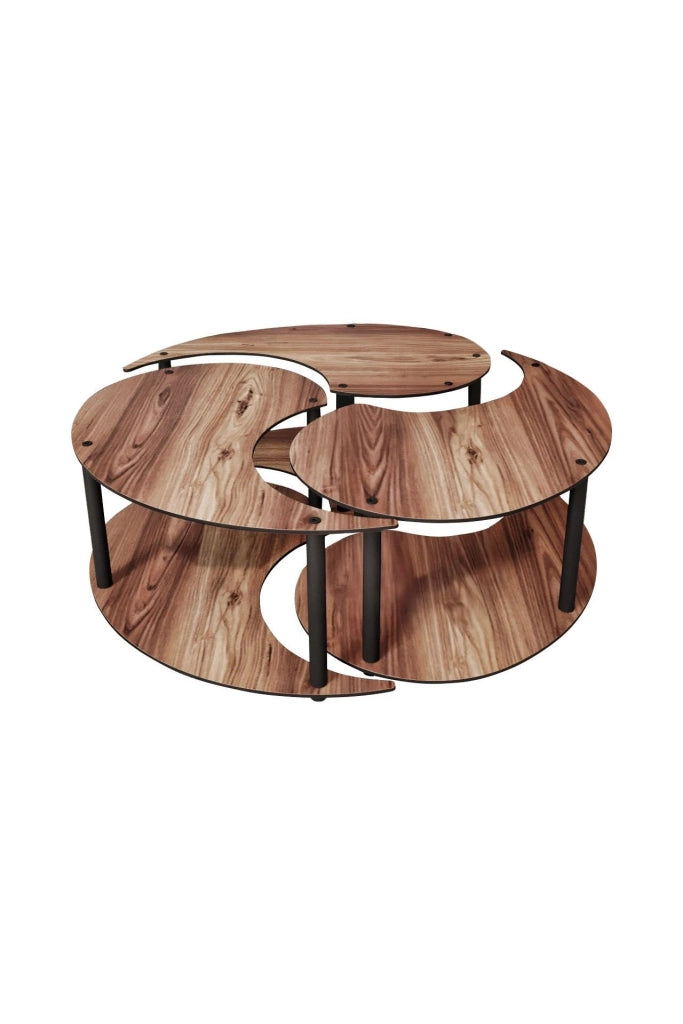 Set di tavolini in legno "Yin" 70 x 70 x 38 cm - Noce