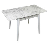 TAVOLO ALLUNGABILE IN LEGNO AD EFFETTO MARMO 70X 80 X 75 CM COLORE BIANCO