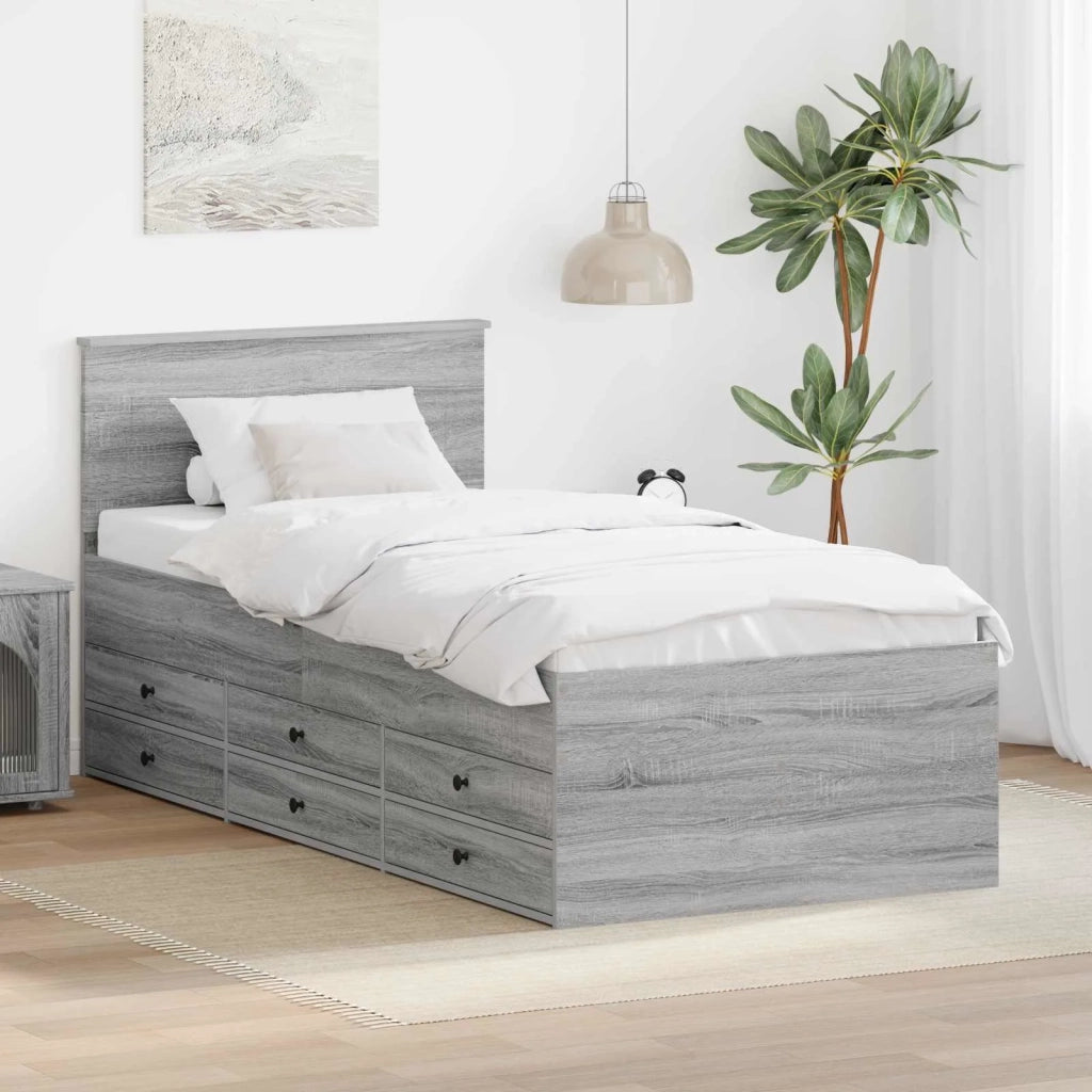 Daybed Grigio Sonoma e Nero 75 x 190 cm Legno multistrato 3408541