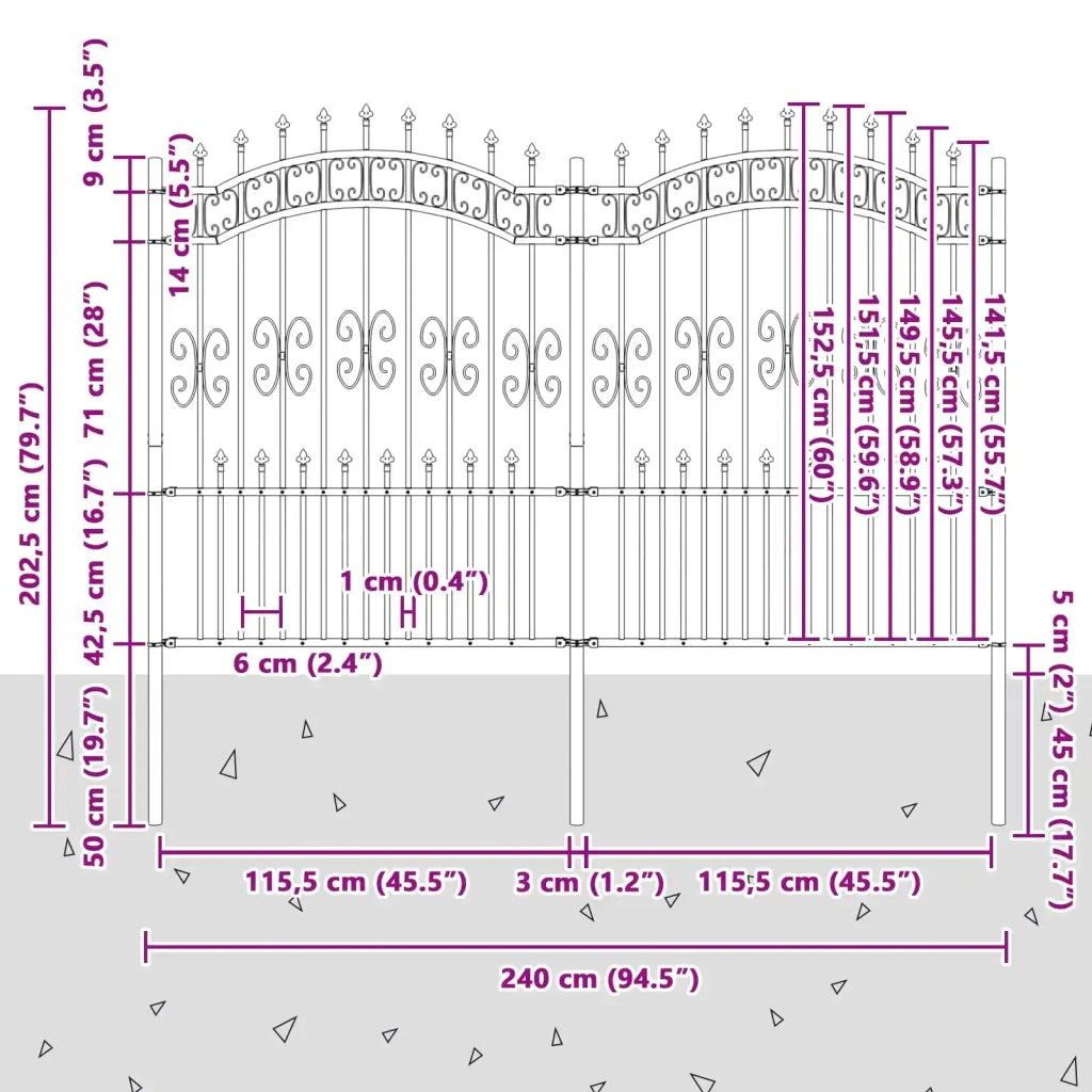 Recinzione per Giardino KAMPEN Grigio 42003966