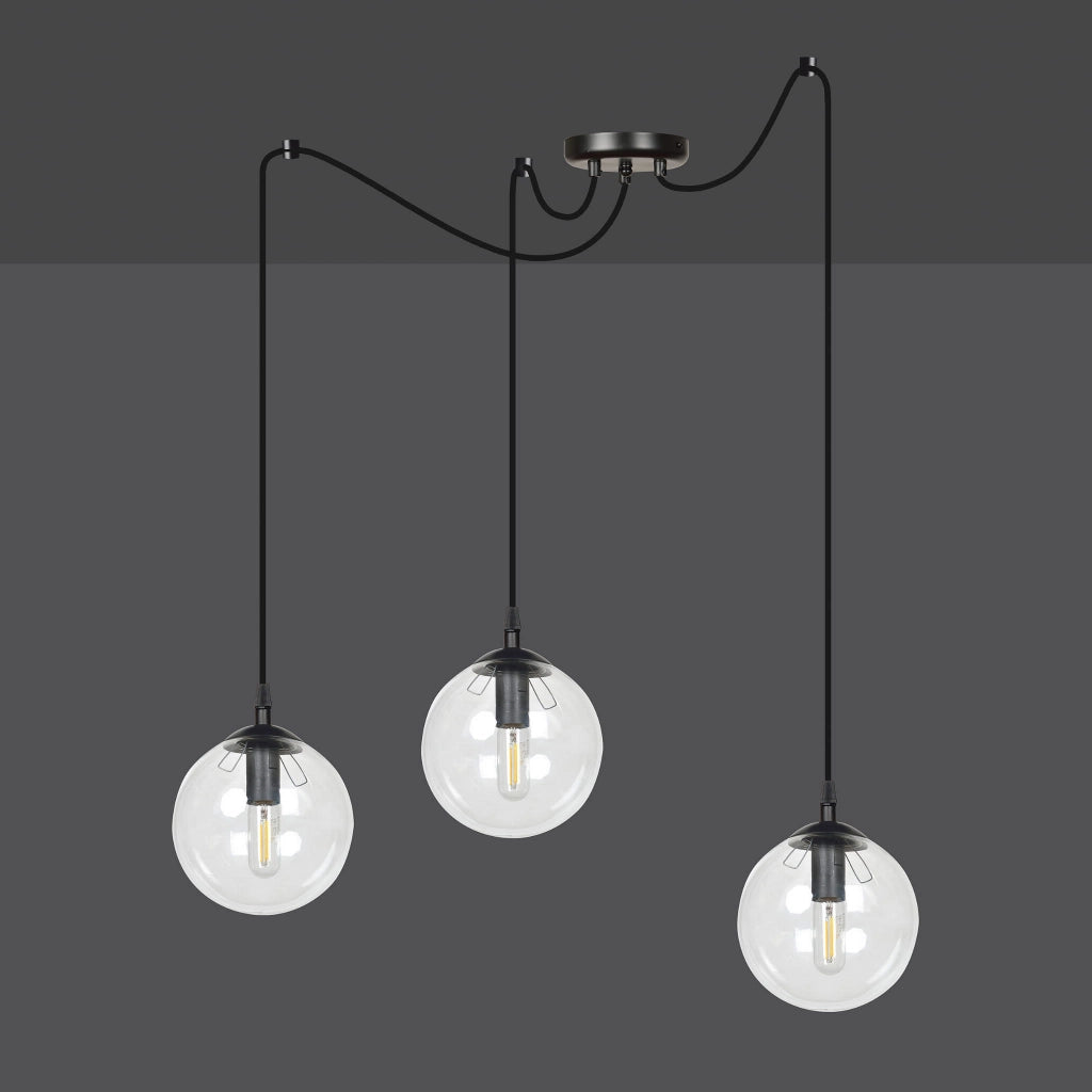 Lampadario Emibig GIGI 3 nero trasparente 3xE14 vetro