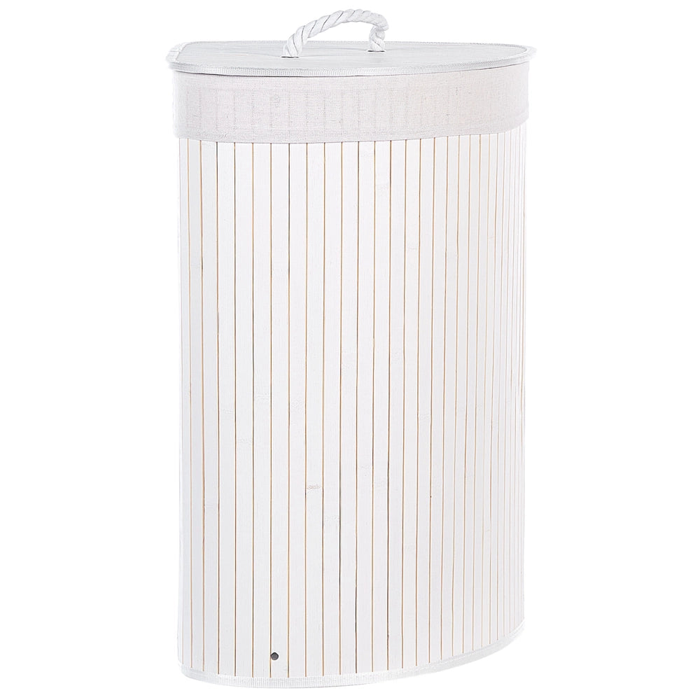 Cestino portaoggetti in bambù bianco con coperchio Cestino per biancheria Accessori pratici lavanderia bucato