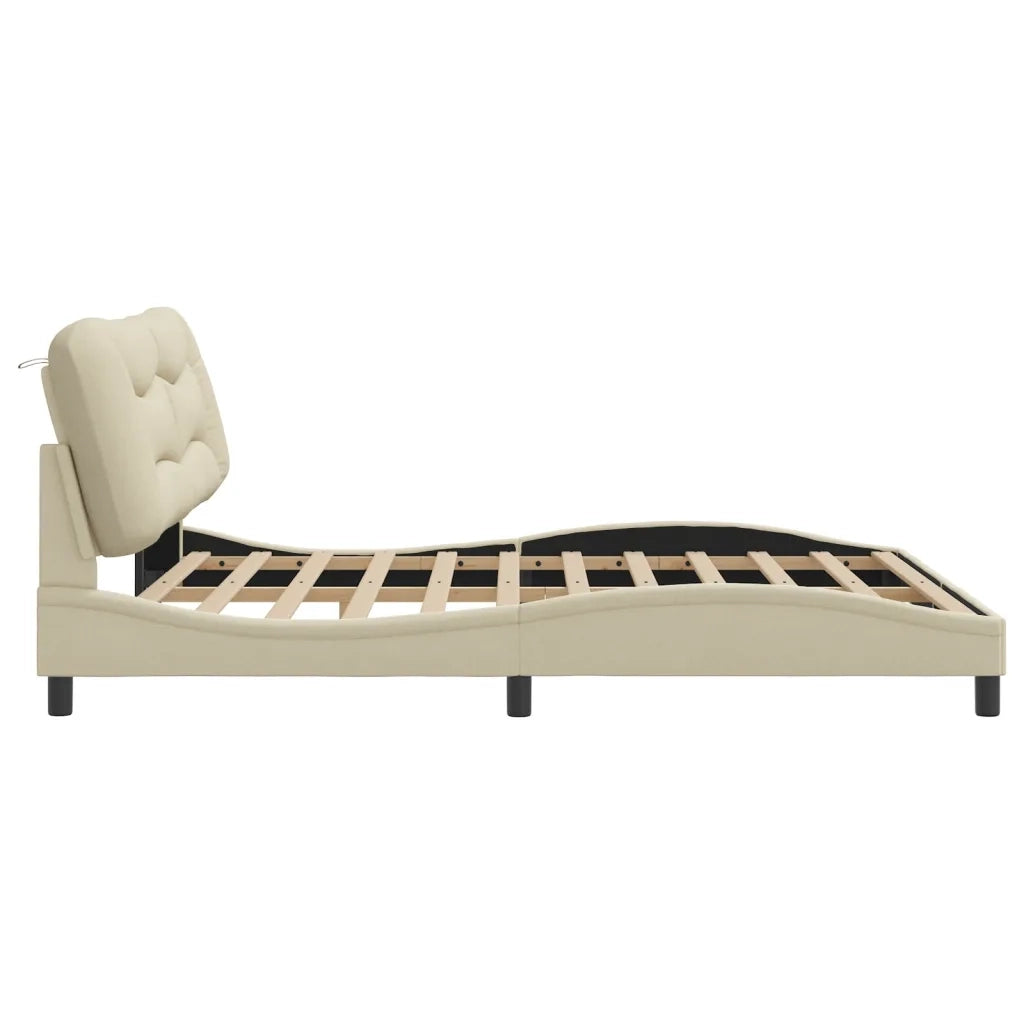 Giroletto con LED senza Materasso-Struttura Letto Hvar Crema 180x200 cm in Tessuto