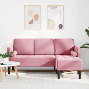 Divano a 3 posti con Chaise L-shaped Rosa Chiaro 160 cm in Velluto