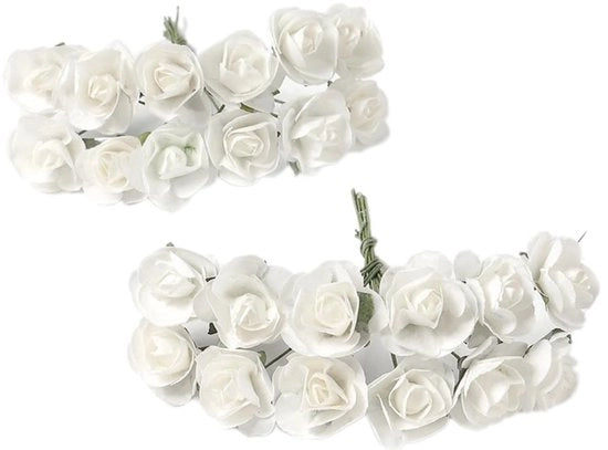 Decorazione Decorativa Mini Fiori di Rosa - 12 Pezzi - Fiori di Carta - Rose Miniature - Decorazione da Fare da Soli - Dimensione 8 cm