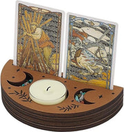 Sostegno per Tarocchi - Emisfero in Legno - Design delle Fasi Lunari - Sostegno per Carte di Magia - Sostegno per Presentazione quotidiana