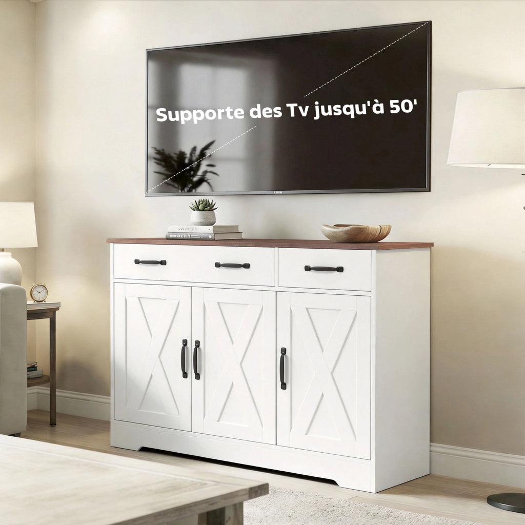 Credenza ¨C zephmum ¨C Bianco, Rovere, 108x40x81 cm