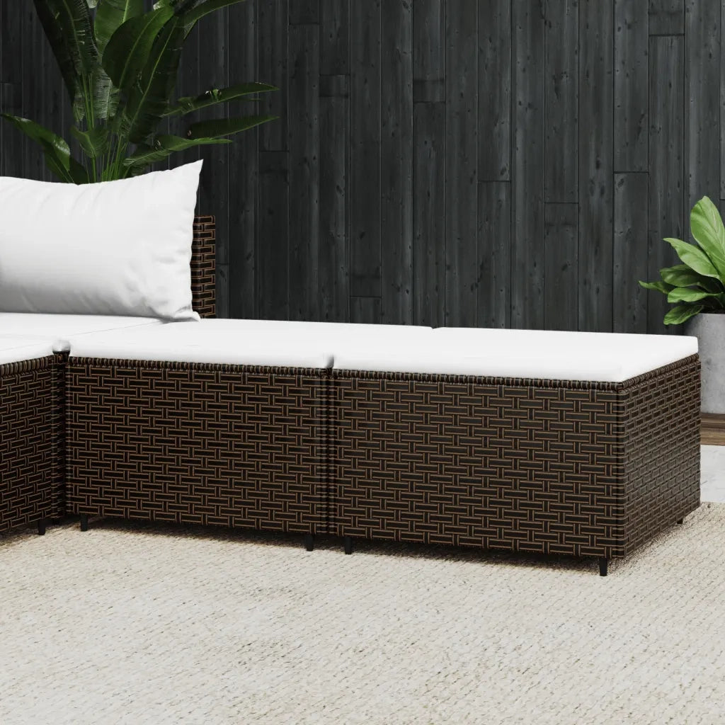 Poggiapiedi da Giardino con Cuscini 2 pz in Polyrattan Marrone CFW7148708