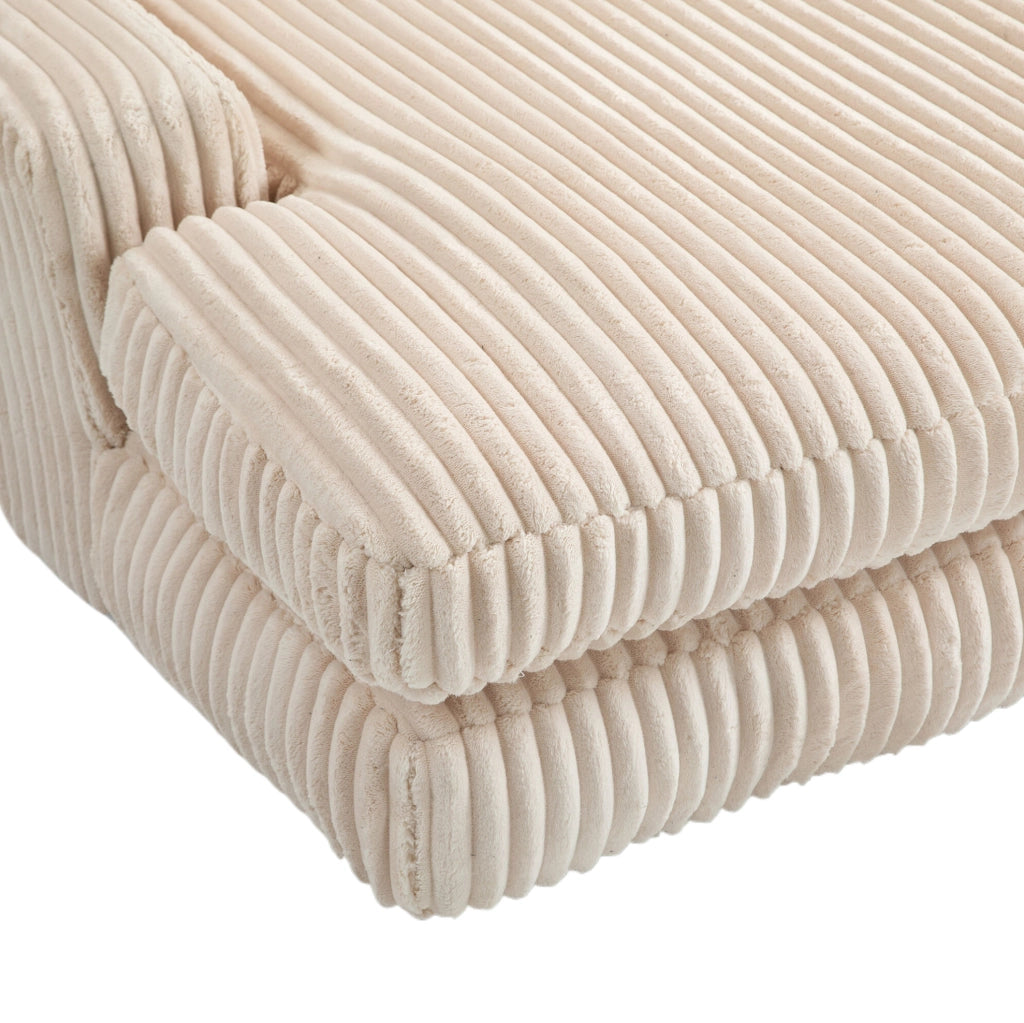 Poltrona chaise longue 125x155x63 cm con 3 cuscini; in cord beige