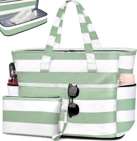 Borsa da Spiaggia XXL con Zip per Donne Viaggio Sauna Pieghevole Impermeabile Bagno Estate Leggera Borsa da Shopping 55L