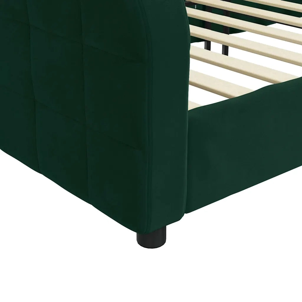 Letto singolo | Letto per adulti | Letto da Giorno Verde Scuro 90x200 cm in Velluto