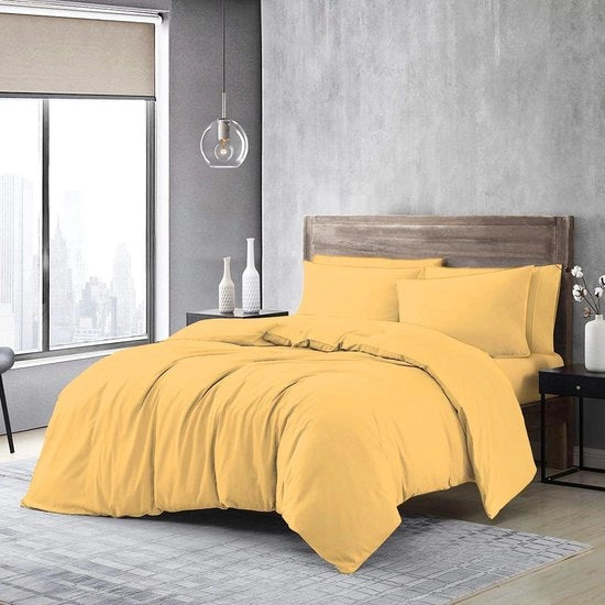 Dekbedovertrek in 100% cotone egiziano - 200 g/m² - Ochra/Giallo Super King