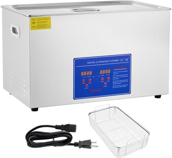 Pulitore Ultrasonico, 27,2 L, Timer Digitale e Riscaldamento, Acciaio Inossidabile, 40 KHZ, per Gioielli, Occhiali, Orologi, Anelli e Piccoli Componenti