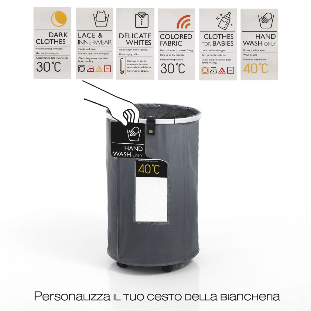 Cesto biancheria GRANT-ROUND in bambù e tessuto con coperchio