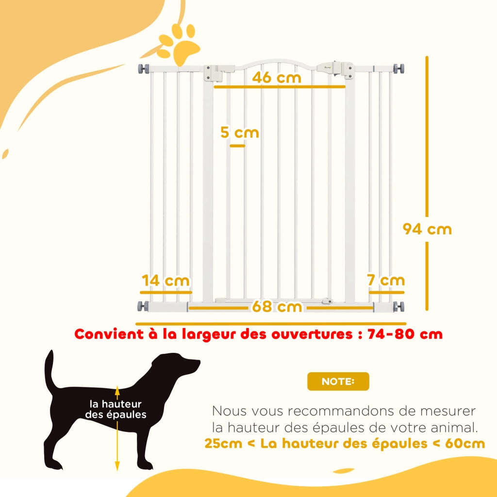 Cancelletto di Sicurezza per Cani Estensibile 74-100 cm ¨C Xylo ¨C Chiusura Automatica Bianco