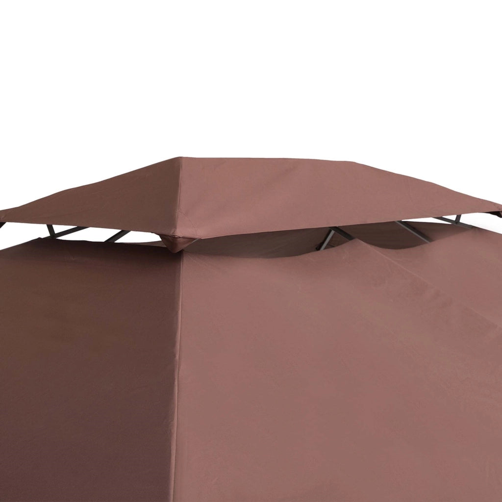 Easycomfort Copertura per Gazebo da Giardino Tetto Sostitutivo Anti-UV Impermeabile in Poliestere 3x4m, Marrone