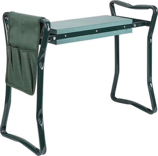 Bancopiede - Sedia a ginocchia - Inclusa valigetta attrezzi - Capacità di carico 120 kg - Verde - 64,5x27x50cm