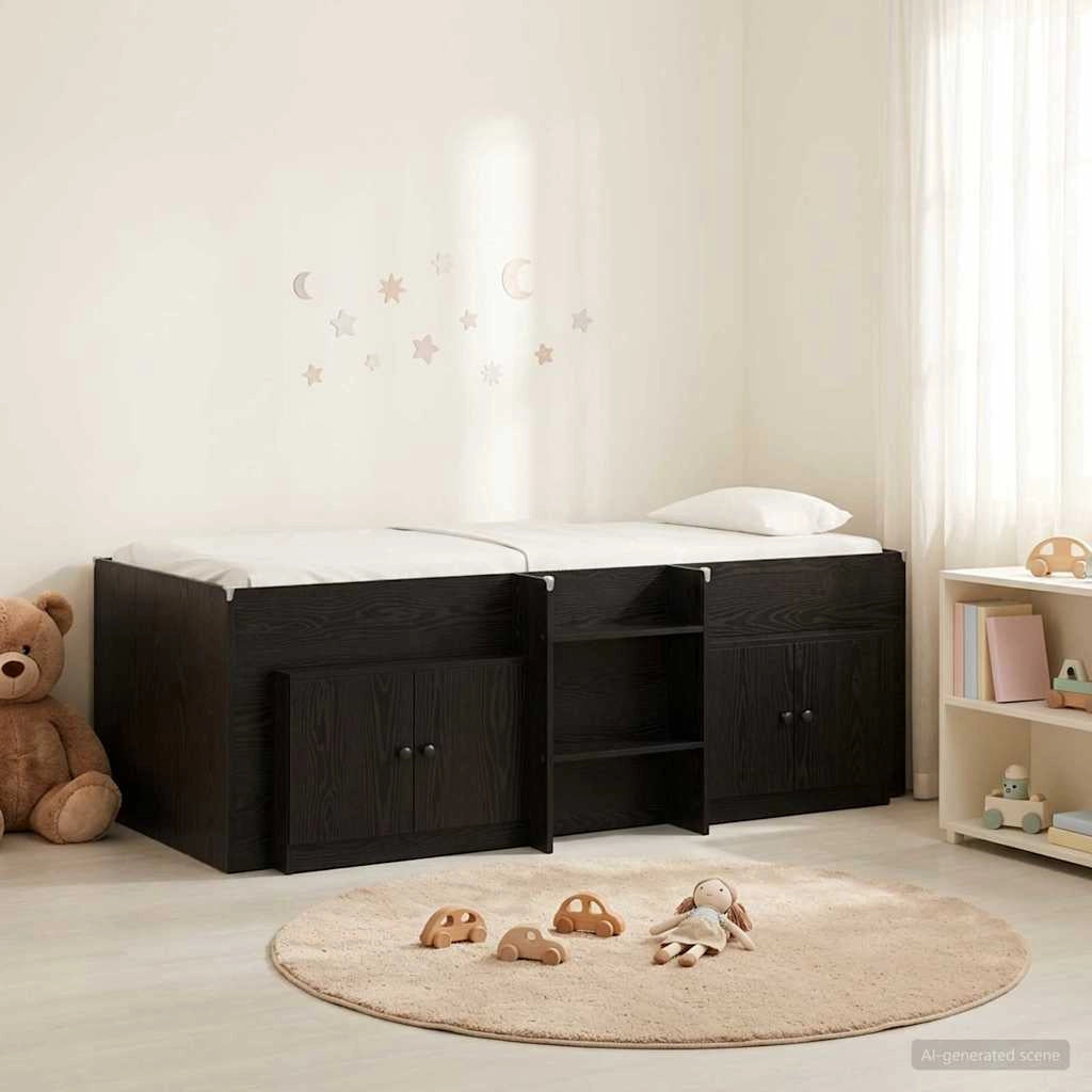 Struttura Letto Loft con Mobile 3 pz Nero Legno ingegnerizzato 3423367