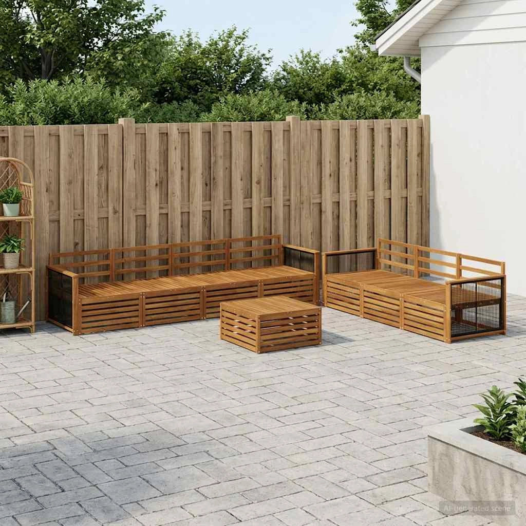 Set di divani da esterno 8 pz Naturale Legno di Acacia Massello 3383112