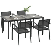 Set Giardino Sedia Tavolo 4 Posti ¨C zephmum ¨C Grigio 150x87x72 cm