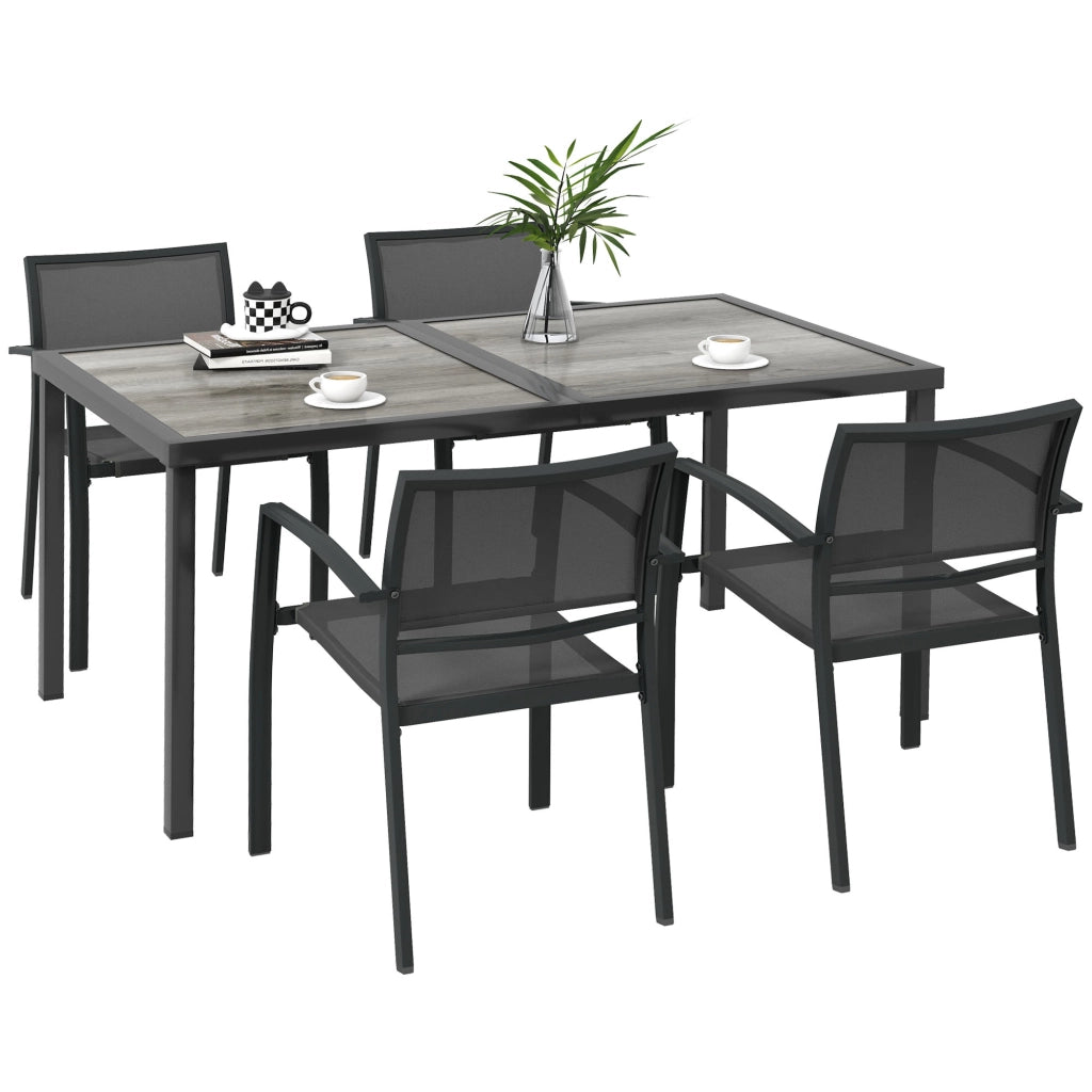 Set Giardino Sedia Tavolo 4 Posti ¨C zephmum ¨C Grigio 150x87x72 cm