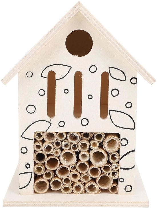 Ospitello per api - Decorativo - Progetto ecocompatibile - In legno - Per api solitarie - Accessorio da giardino - Per uso all'aperto