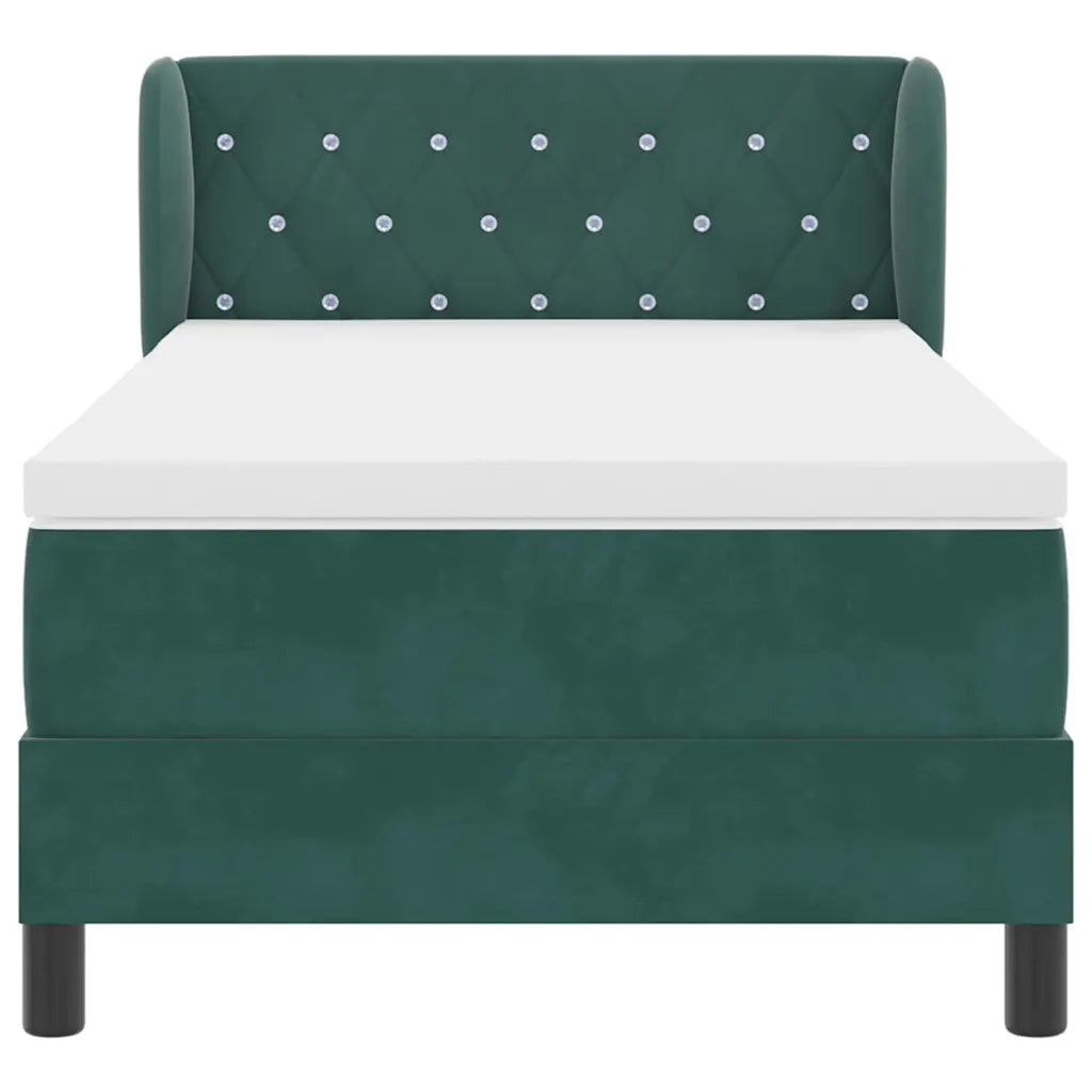 Letto a molle con testiera Verde scuro 90 x 190 cm Velluto 3340313
