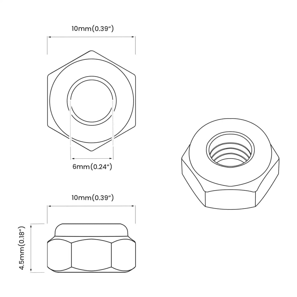 Dado 12 pz Argento M6 x 10 mm Ferro CFW5685949